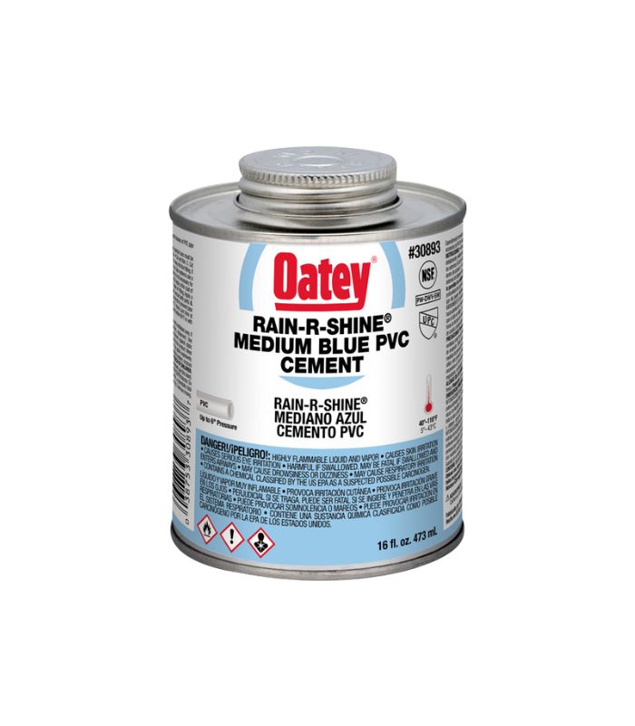 Pegamento Oatey RainRShine 16 Oz Pegamento Oatey RainRShine 16 Oz 1/8 Azul para Tuberías de PVC - Imagen 1