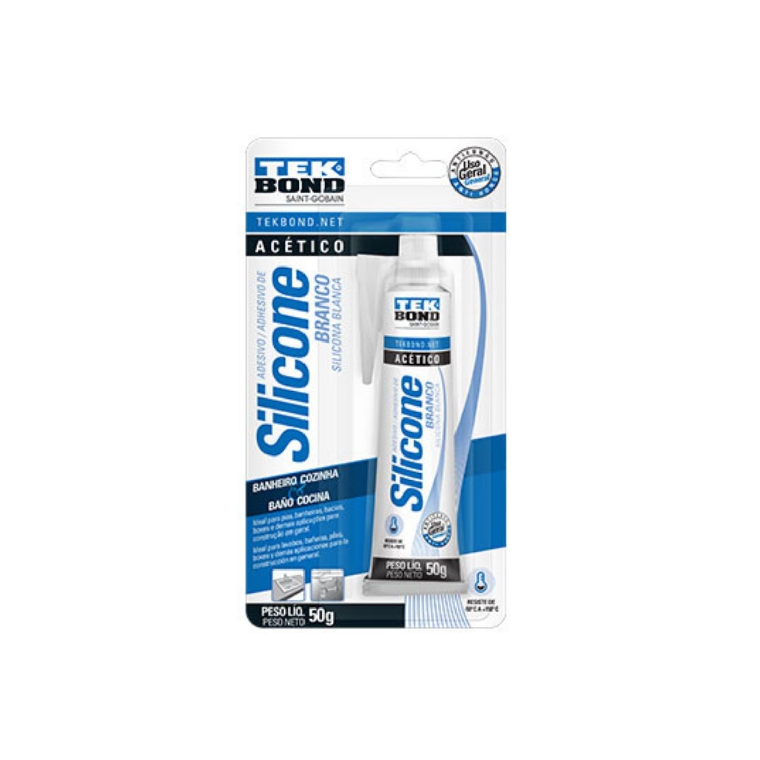 Silicona acética blanca 50g Tekbond Silicona acética blanca 50g Tekbond - Imagen 1