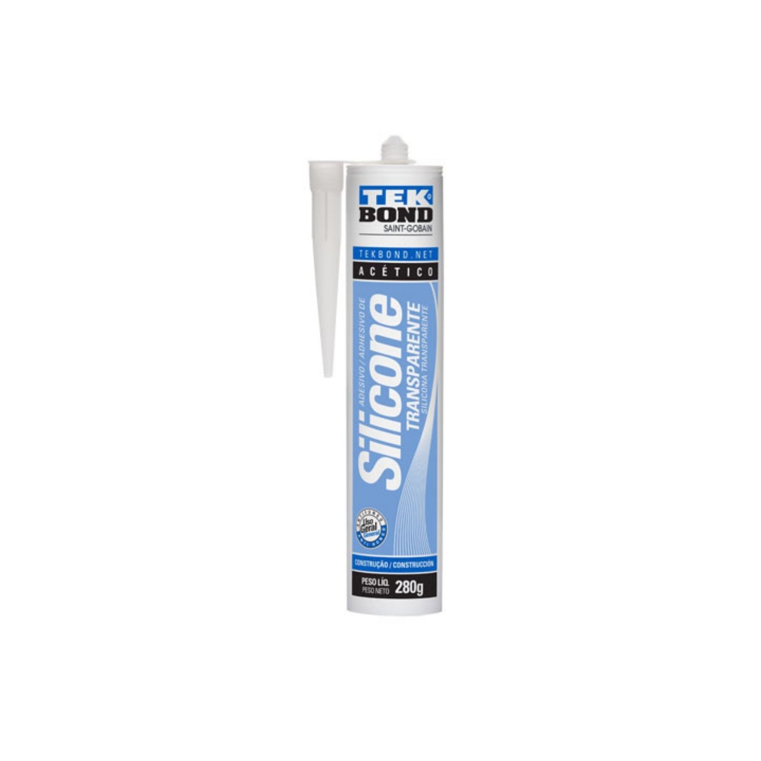 Silicona acética uso general Transparente 280g Tekbond Silicona acética uso general Transparente 280g Tekbond - Imagen 1