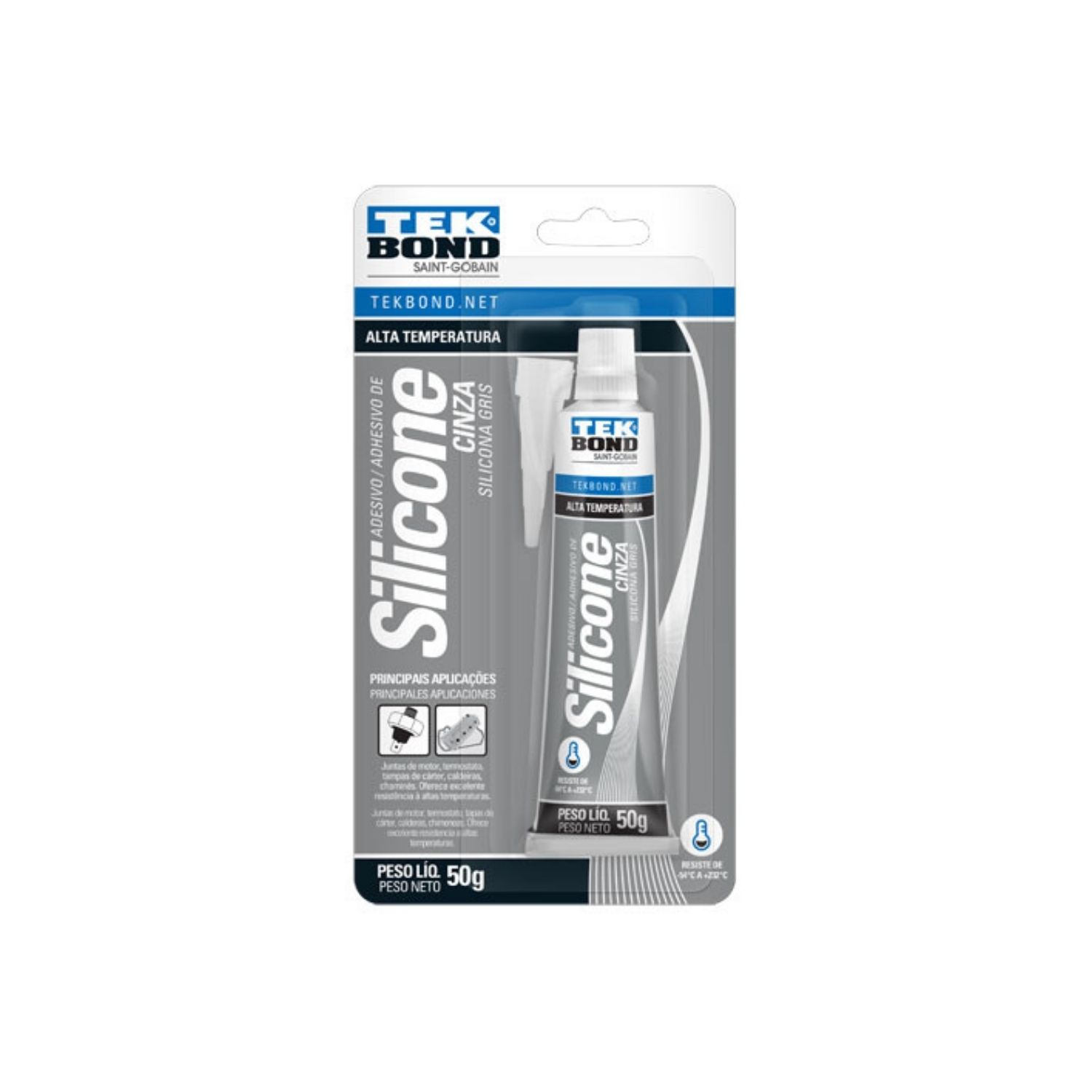 Silicona alta temperatura gris blis. 70g Tekbond Silicona alta temperatura gris blis. 70g Tekbond - Imagen 1