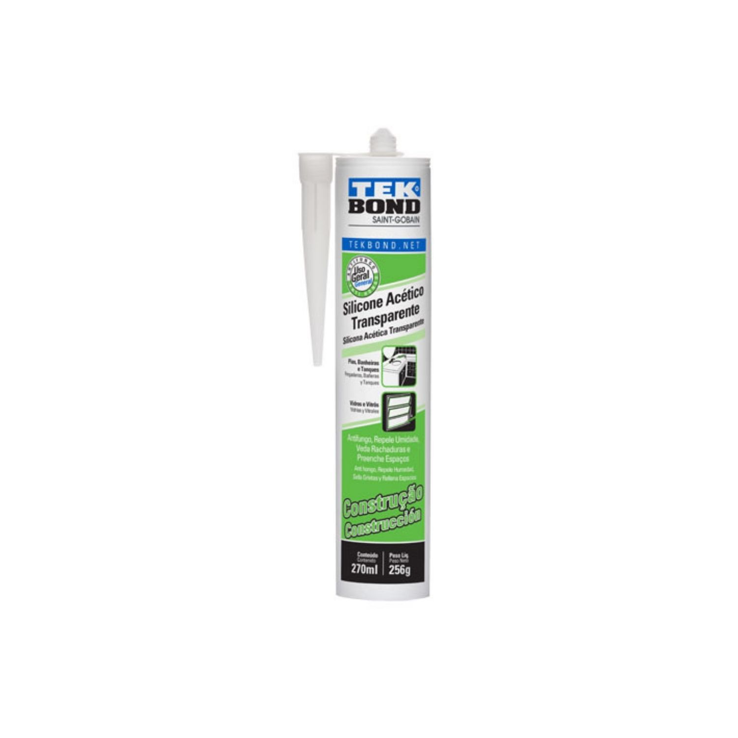 Silicona construcción Transparente 256g Tekbond Silicona construcción Transparente 256g Tekbond - Imagen 1